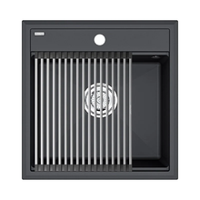 Мойка кухонная Paulmark Stepia 50 PM115051-AN+R375-BS, искусственный камень, с ролл-матом Step, антрацит