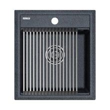 Мойка кухонная Paulmark Stepia 45 PM114651-DG+R375-BS, искусственный камень, с ролл-матом Step, графит