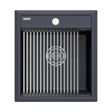 Мойка кухонная Paulmark Stepia 45 PM114651-AN+R375-BS, искусственный камень, с ролл-матом Step, антрацит