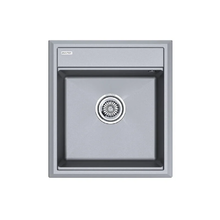 Мойка кухонная Paulmark Stepia-460 PM114651-GRM, 46 х 51 см, кварцевая, серый металлик