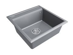 Мойка кухонная Paulmark Stepia-500 PM115051-GRM, 50 х 51 см, кварцевая, серый металлик