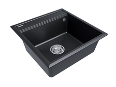 Мойка кухонная Paulmark Stepia-500 PM115051-BLM, 50 х 51 см, кварцевая, черный металлик