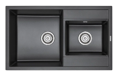 Мойка кухонная Paulmark Tandem PM238250-BL, 82 см, кварцевая, черный