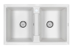 Мойка кухонная Paulmark Tandem PM238150-WH, 81 см, кварцевая, белый