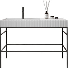 Раковина с консолью Abber Stein AS2647, 120 см, напольная, цвет белый матовый/черный