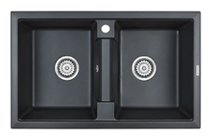 Мойка кухонная Paulmark Tandem PM238150-BLM, 81 см, кварцевая, черный металлик