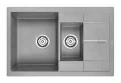 Мойка кухонная Paulmark Feste PM237850-GRM, 77.5 см, кварцевая, серый металлик