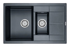 Мойка кухонная Paulmark Feste PM237850-BLM, 77.5 см, кварцевая, черный металлик