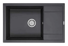 Мойка кухонная Paulmark Flugen PM317850-BLM, 78 см, кварцевая, черный металлик