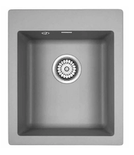 Мойка кухонная Paulmark Kante PM104249-GRM, 41.5 см, кварцевая, серый металлик