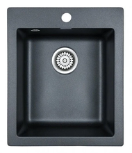 Мойка кухонная Paulmark Kante PM104249-BLM, 41.5 см, кварцевая, черный металлик