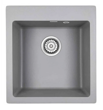 Мойка кухонная Paulmark Kante PM104651-GRM, 46.5 см, кварцевая, серый металлик