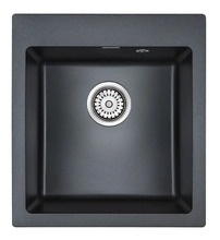 Мойка кухонная Paulmark Kante PM104651-BLM, 46.5 см, кварцевая, черный металлик
