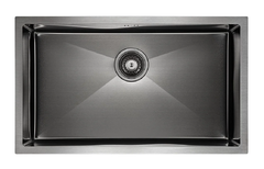 Мойка кухонная Paulmark Next PM217444-GM, 74 см, вороненая сталь