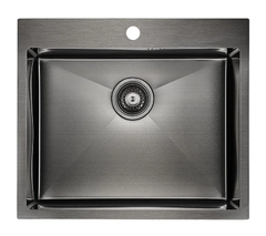 Мойка кухонная Paulmark Brim PM215951-GM, 59 см, вороненая сталь