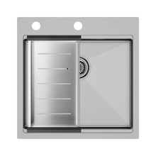 Мойка кухонная Paulmark Kroner PM705151-BS+A405-BS, 51 см, нержавеющая сталь, с коландер Advance, брашированная нержавеющая сталь