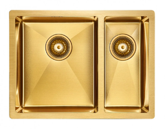 Мойка кухонная Paulmark Zusat PM225944-BGL/R, 59 см, брашированное золото, левая/правая