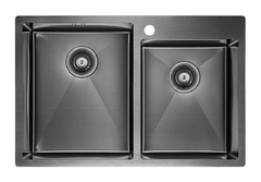 Мойка кухонная Paulmark Helfer PM237851-GM, 78 см, вороненая сталь