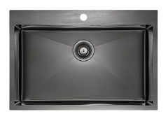 Мойка кухонная Paulmark Vast PM217551-GM, 75 см, вороненая сталь
