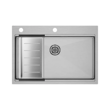 Мойка кухонная Paulmark Kroner PM707551-BS+A405-BS, 75 см, нержавеющая сталь, с коландер Advance, брашированная нержавеющая сталь