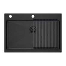 Мойка кухонная Paulmark Kroner 75 PM707551-GM+R405-GM, нержавеющая сталь, PVD покрытие, с ролл-матом Step, вороненая сталь