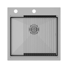 Мойка кухонная Paulmark Kroner PM705151-BS+R405-BS, 51 см, нержавеющая сталь, с ролл-матом Step, брашированная нержавеющая сталь