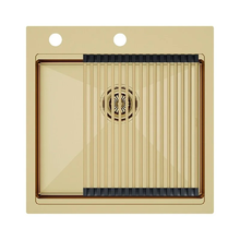 Мойка кухонная Paulmark Kroner PM705151-BG+R405-BG, 51 см, нержавеющая сталь, PVD покрытие, с ролл-матом Step, золото брашированное