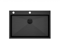 Мойка кухонная Paulmark Vast-Edge, PM777551-GM, 75 см, вороненая сталь