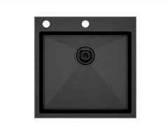 Мойка кухонная Paulmark Kroner-Edge, PM775151-GM, вороненая сталь