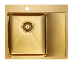 Мойка кухонная Paulmark Flank PM225951-BGL/R, 59 см, брашированное золото, левая/правая