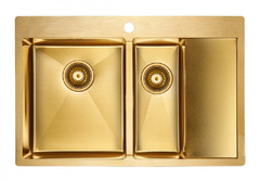 Мойка кухонная Paulmark Liga PM227851-BGL/R, 78 см, брашированное золото, левая/правая