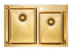 Мойка кухонная Paulmark Helfer PM237851-BG, 78 см, брашированное золото