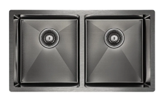 Мойка кухонная Paulmark Twin PM237844-GM, 78 см, вороненая сталь