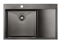 Мойка кухонная Paulmark Atlan PM217851-GML/R, 78 см, вороненая сталь, левая/правая