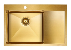 Мойка кухонная Paulmark Atlan PM217851-BGL/R, 78 см, брашированное золото, левая/правая