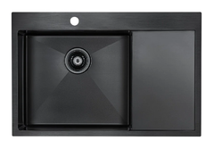 Мойка кухонная Paulmark Elde PM807851-GML/R, 78 см, вороненая сталь, левая/правая