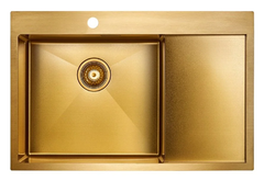 Мойка кухонная Paulmark Elde PM807851-BGL/R, 78 см, брашированное золото, левая/правая