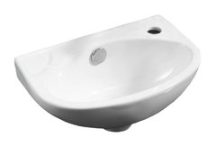 Раковина угловая Azario 37 см подвесная, с переливом, 1 отверстие справа, белый, AZ-41203