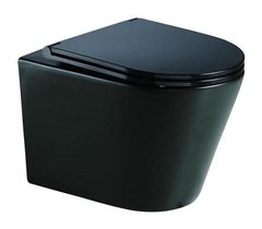Подвесной безободковый унитаз Azario Teramo AZ053ERMB, крышка микролифт, черный матовый