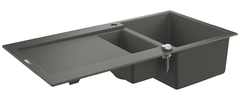 Мойка кухонная из искусственного гранита Grohe K500, 31646AT0, 100 x 50 см, с корзинчатым фильтром и донным клапаном, серый гранит