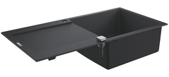 Мойка кухонная из искусственного гранита Grohe K500, 31645AP0, 100 x 50 см, с корзинчатым фильтром и донным клапаном, черный гранит