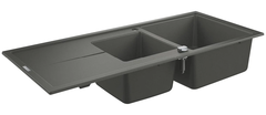 Мойка кухонная из искусственного гранита Grohe K400, 31643AT0, 116 x 50 см, с корзинчатым фильтром и донным клапаном, серый гранит
