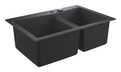 Мойка кухонная из искусственного камня Grohe K700, 31657AP0, 83,8 x 56 см, с корзинчатым фильтром и донным клапаном, черный гранит