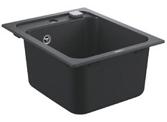 Мойка кухонная из искусственного гранита Grohe K700 31650AP0, 40 x 50 см, с корзинчатым вентилем и донным клапаном, черный гранит