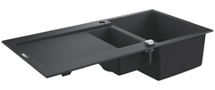 Мойка кухонная из искусственного гранита Grohe K500, 31646AP0, 100 x 50 см, с корзинчатым фильтром и донным клапаном, черный гранит