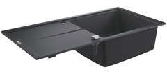 Мойка кухонная из искусственного гранита Grohe K400, 31641AP0, 100 x 50 см, с корзинчатым фильтром и донным клапаном, черный гранит