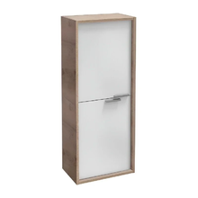 Шкаф-пенал Jacob Delafon Vivienne EB1665-E75-J5, 40 см, подвесной, ручки хром, корпус дуб давос натуральный, фасад белый блестящий