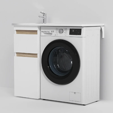 Тумба под раковину Am.Pm X-Joy для установки со стиральной машиной, напольная, 36,5 см, 2 ящика, белый глянец, M85AFSX0402WG