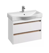 Тумба под раковину Акватон Нортон 80 см, 1A248901NT010, подвесная, белый глянцевый/дуб эндгрейн