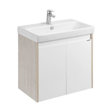 Тумба с раковиной Акватон Сканди Doors 70 см подвесная, белый глянец/дуб верона, 1A2789K0SDB20